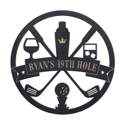 Personalized Golf and Drinks Black Wood Plaque