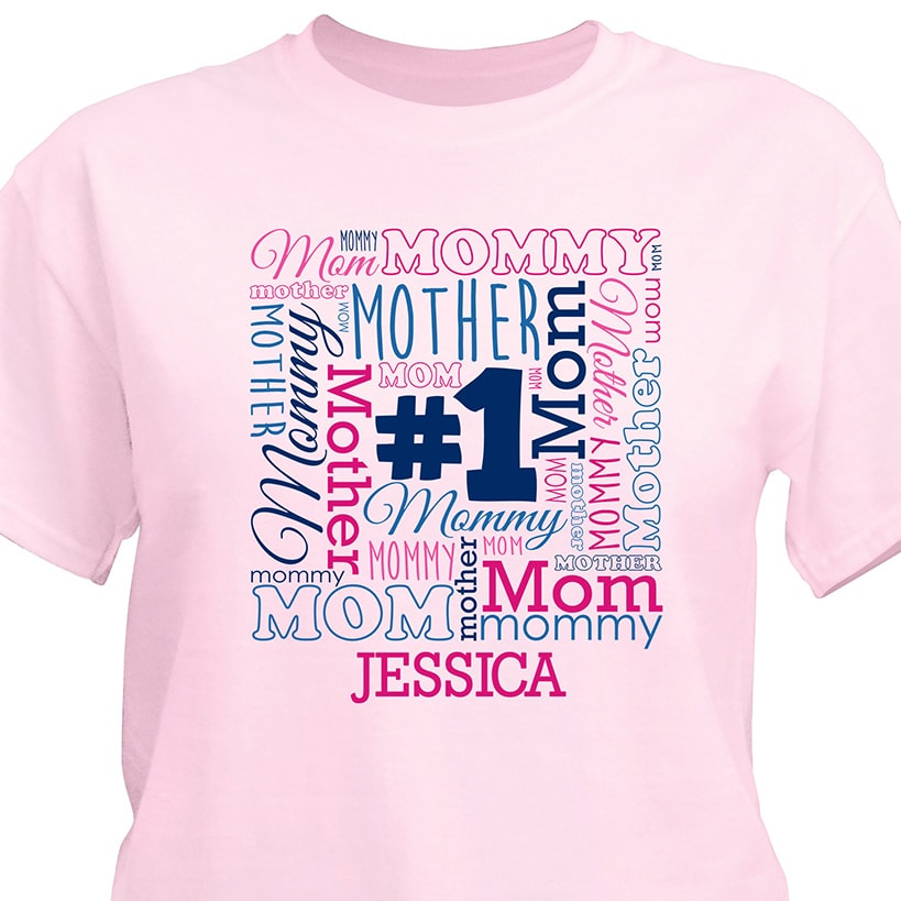 Personalized #1 Mom Word Art T-Shirt