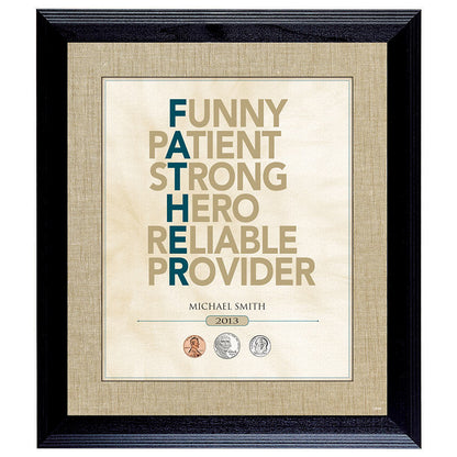 Personalized Mother or Father Framed Coin Art