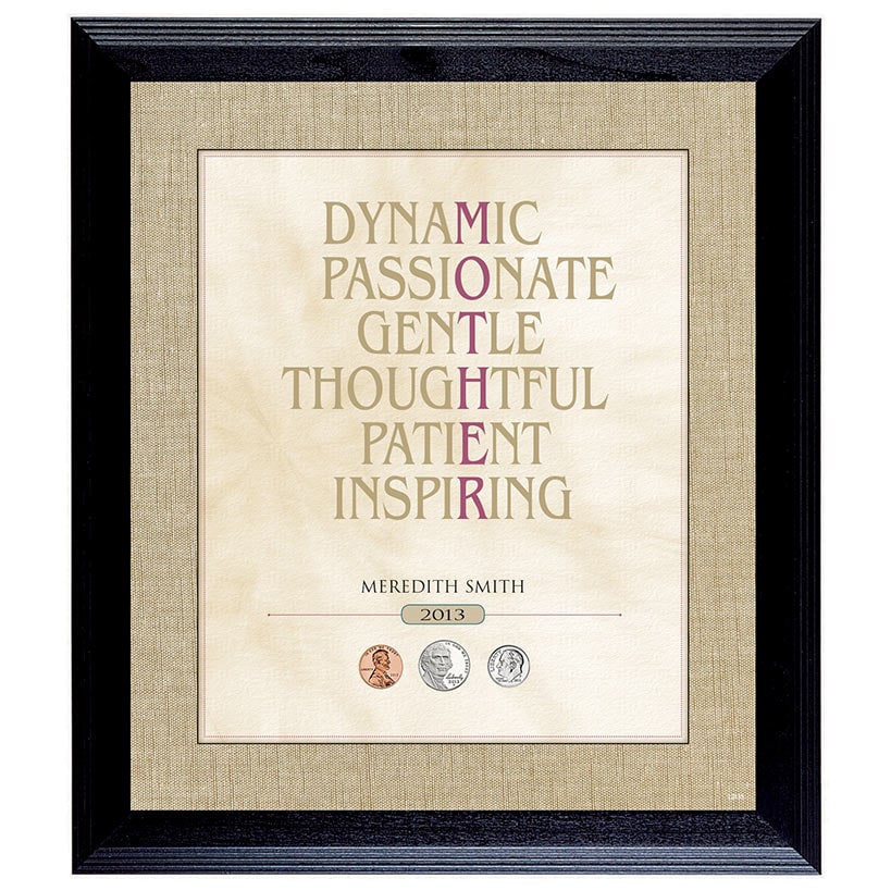 Personalized Mother or Father Framed Coin Art