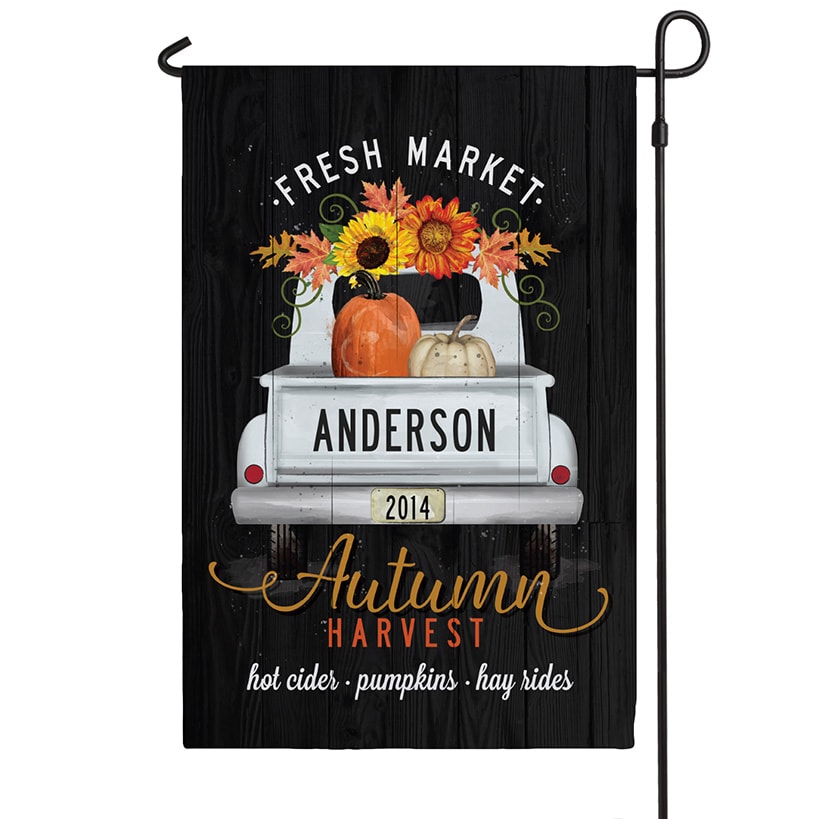 Personalized Autumn Truck Garden Flag