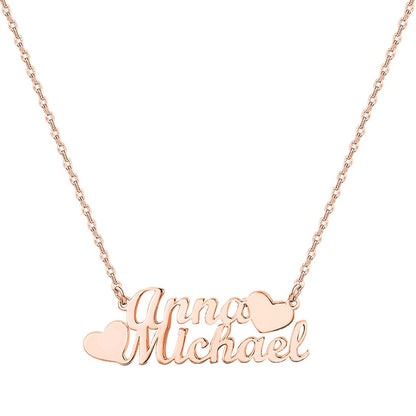 Personalized Couples Double Heart Pendant
