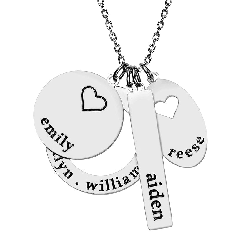 Personalized Family Name Cluster Necklace Stainless Steel