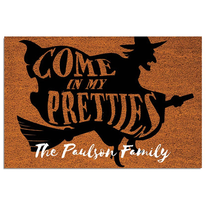 Personalized Halloween Flying Witch Doormat
