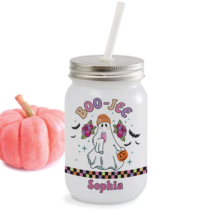 Personalized Halloween Boo-Jee Ghost Frosted Mason Jar
