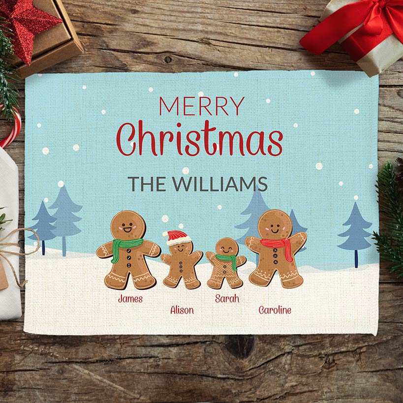 Personalized Gingerbread Family Placemat