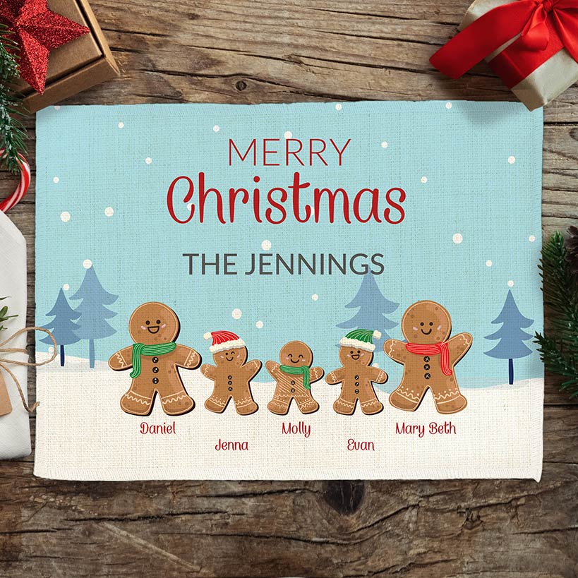 Personalized Gingerbread Family Placemat