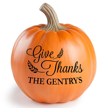 Personalized Thanksgiving Give Thanks Pumpkin