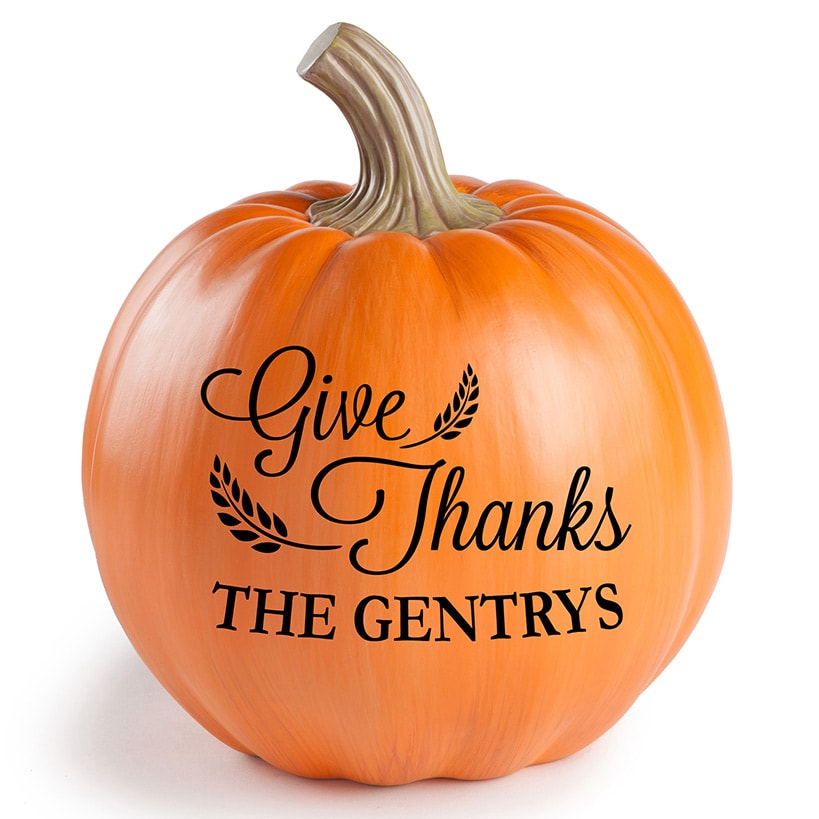 Personalized Thanksgiving Give Thanks Pumpkin