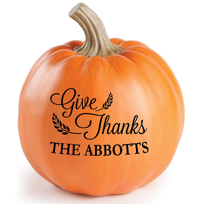 Personalized Thanksgiving Give Thanks Pumpkin