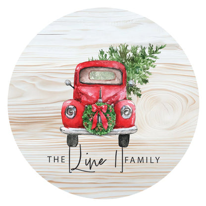 Personalized Red Truck Glass Ornament