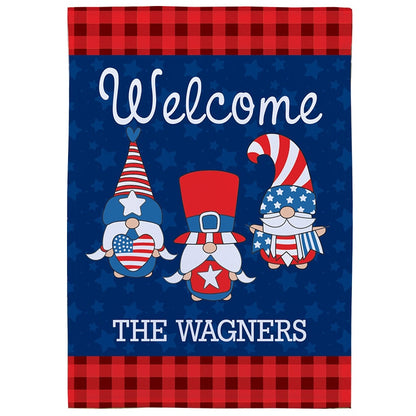 Personalized Patriotic Gnome Garden Flag