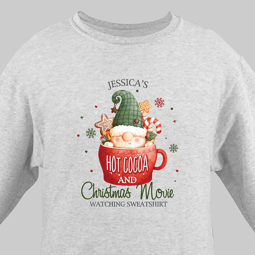 Personalized Gift Christmas Movie Gnome Sweatshirt Grey