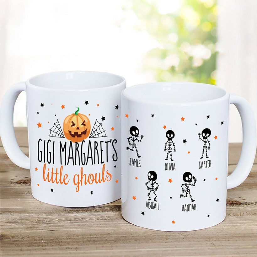 Personalized Grandma's Little Ghouls Skeletons Coffee Mug