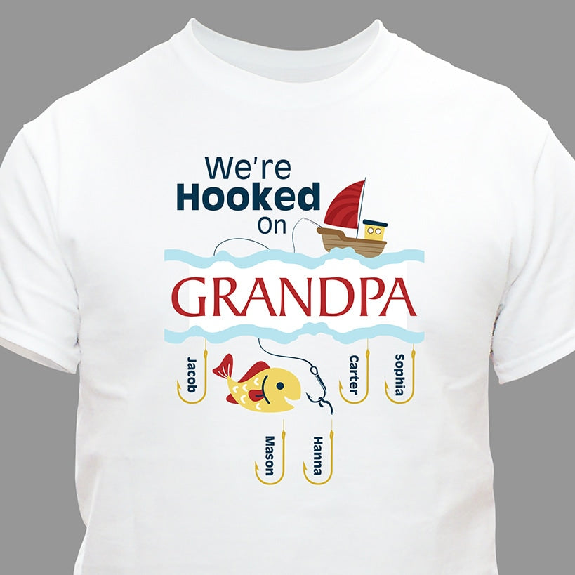 Personalized Fishing We're Hooked Men's Novelty T-Shirt