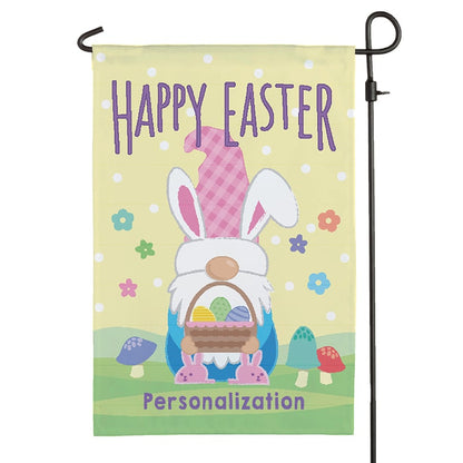 Personalized Happy Easter Bunny Gnome Garden Flag