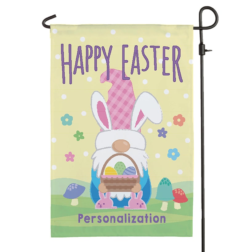 Personalized Happy Easter Bunny Gnome Garden Flag
