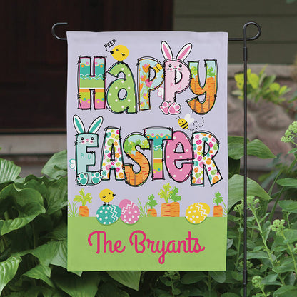 Personalized Happy Easter Cheerful Garden Flag