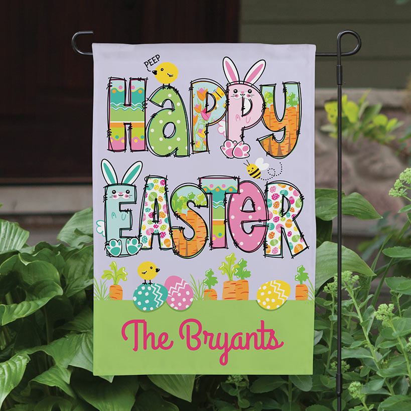 Personalized Happy Easter Cheerful Garden Flag