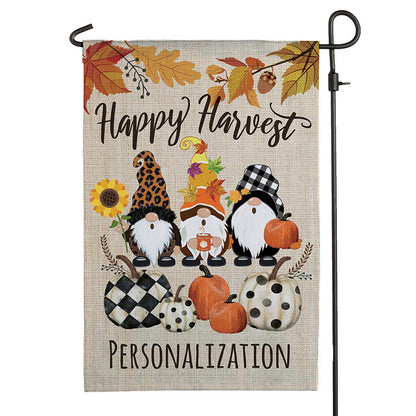 Personalized Harvest Gnome Garden Flag