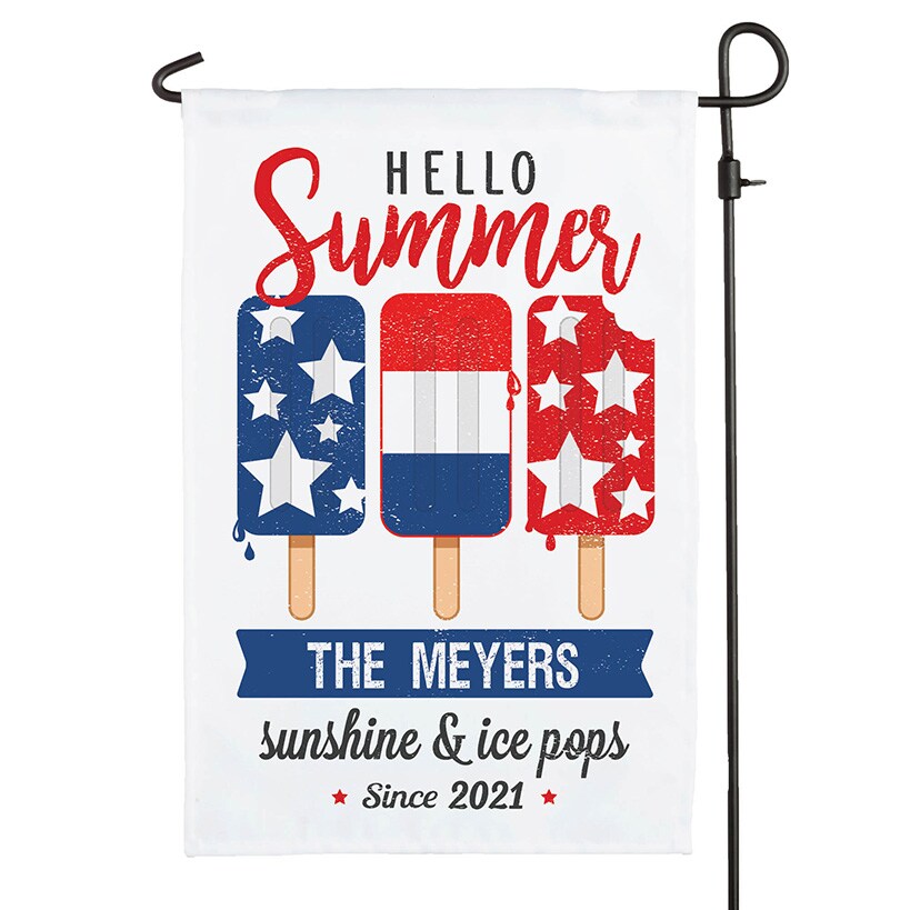 Personalized Hello Summer Garden Flag