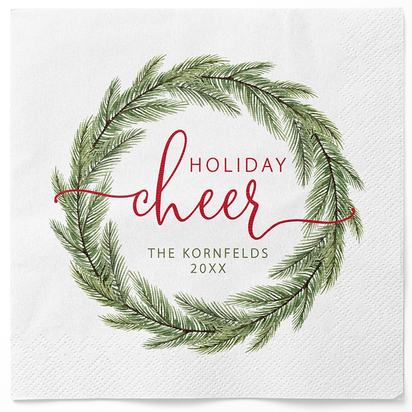 Personalized Christmas Holiday Cheer Napkins#select-count_100-ct