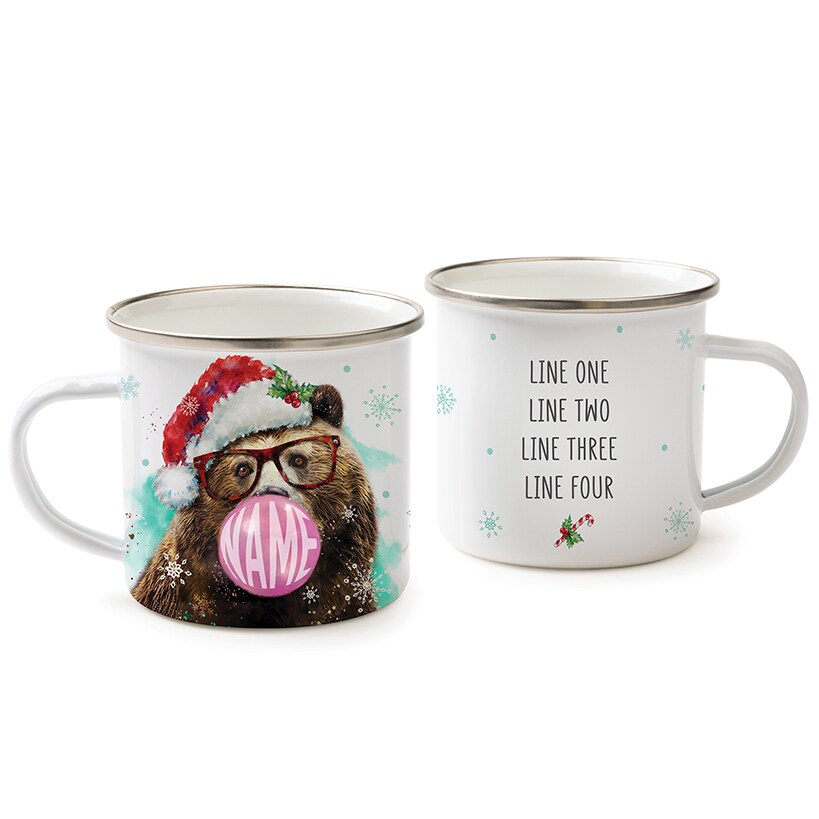 Personalized Christmas Bear Bubble Gum Camp Mug