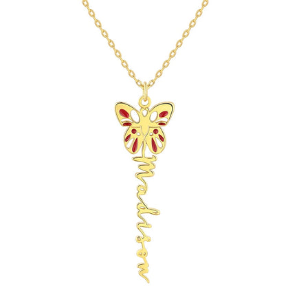 Personalized Birth Month Butterfly Name Necklace