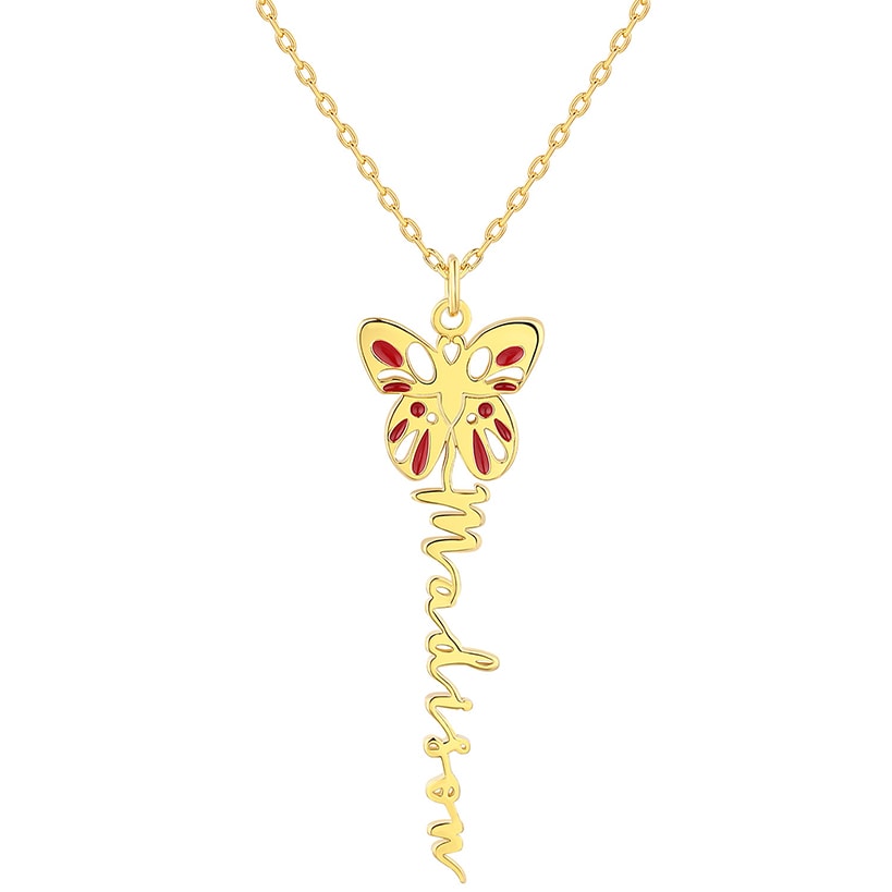 Personalized Birth Month Butterfly Name Necklace