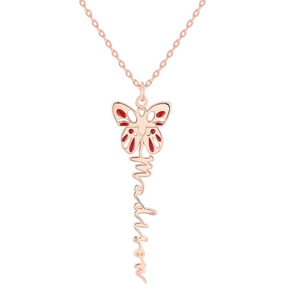 Personalized Birth Month Butterfly Name Necklace
