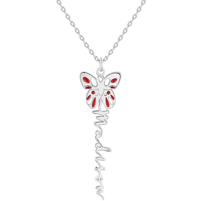 Personalized Birth Month Butterfly Name Necklace