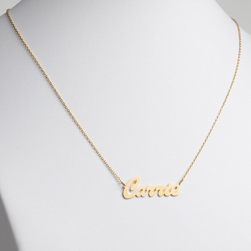 Personalized Hollywood Script Women's Nameplate Necklace#select-color_gold