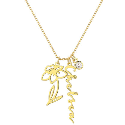 Personalized Birth Month Flower Necklace