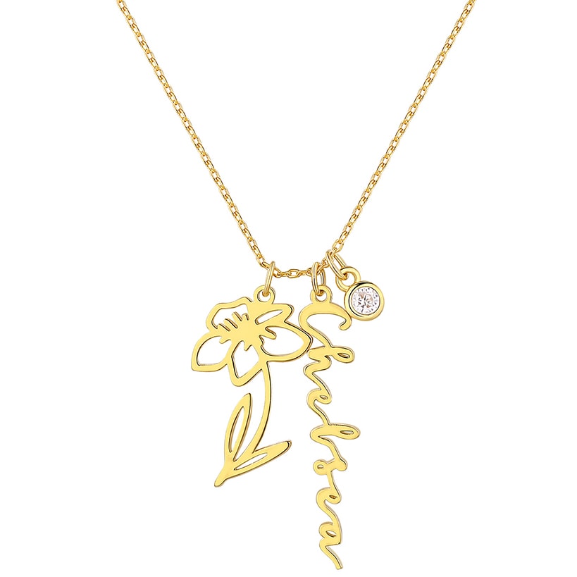 Personalized Birth Month Flower Necklace