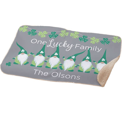 Personalized St. Patrick's Day One Lucky Shamrock Sherpa Throw