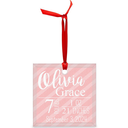 Personalized Glass Ornament Girl Announcement