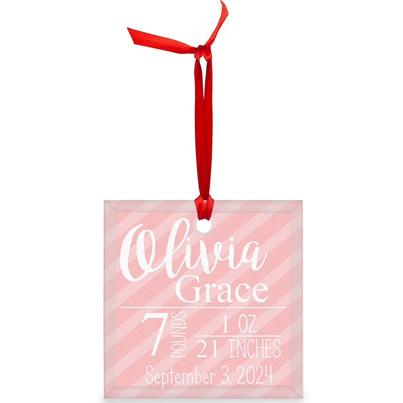 Personalized Glass Ornament Girl Announcement