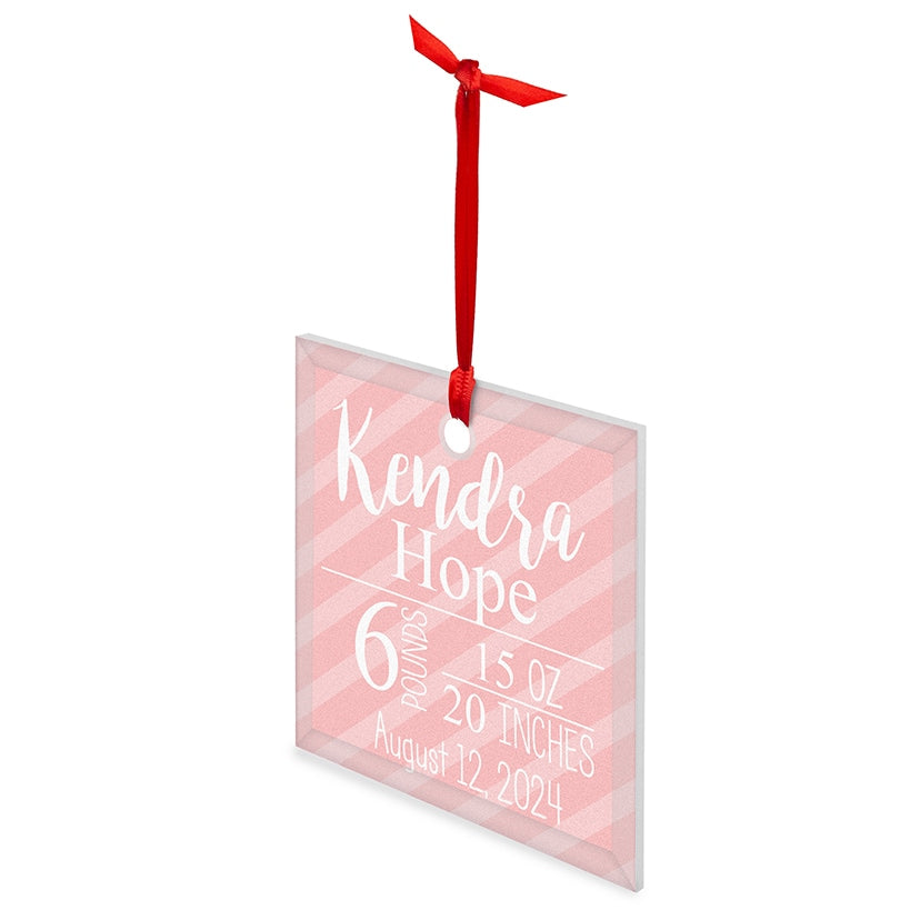 Personalized Glass Ornament Girl Announcement
