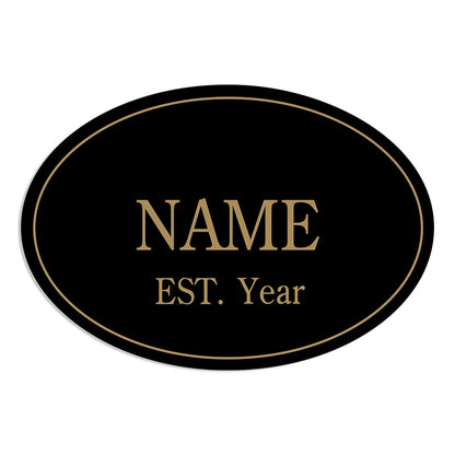 Personalized Family Name Black and Gold Wreath Hanger or Oval Plaque