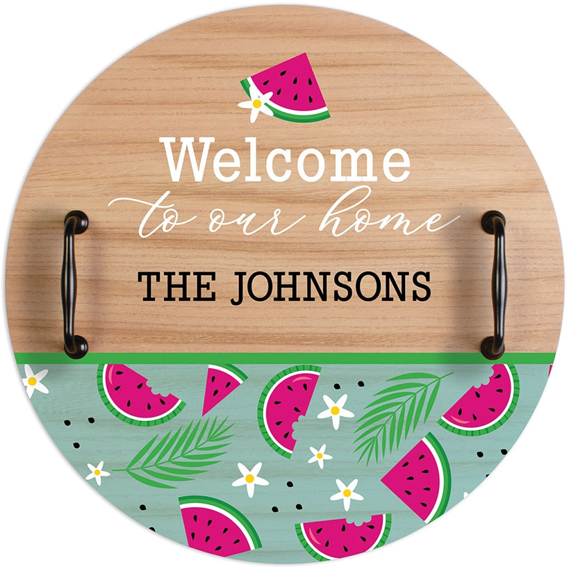 Personalized  Round Tray with Handles