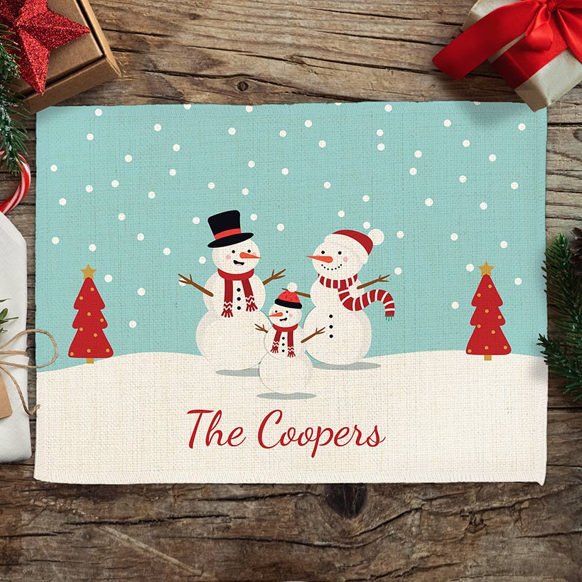 Personalized Snowman Family Placemat