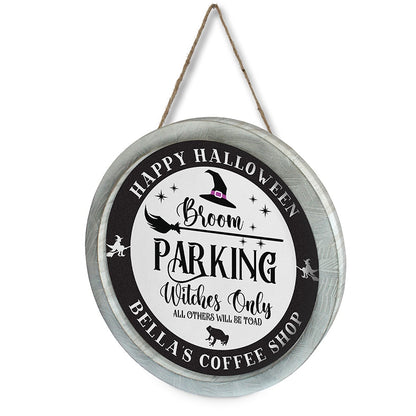 Personalized Halloween Broom Parking Wall Sign