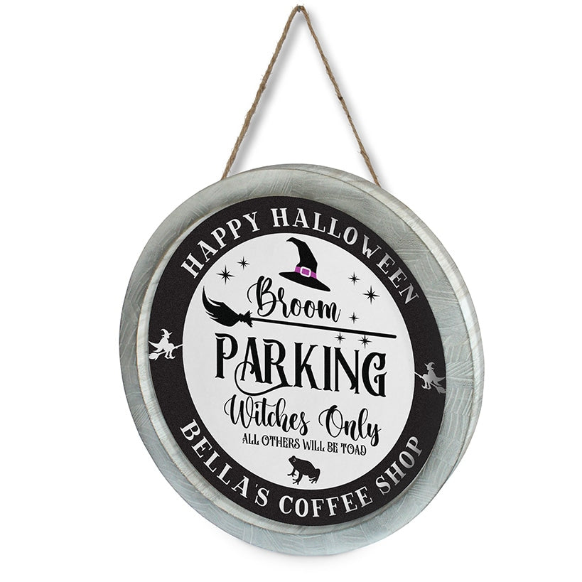 Personalized Halloween Broom Parking Wall Sign