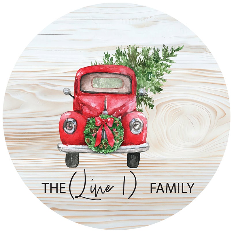 Personalizied Christmas Red Truck Wall Sign