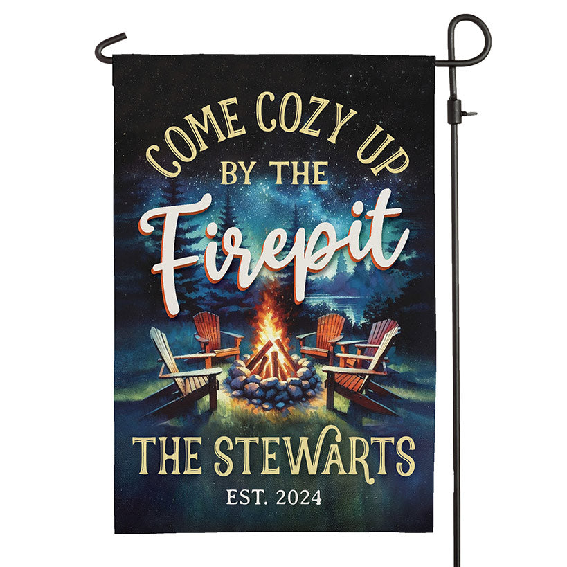 Personalized Welcome to Our Firepit Garden Flag