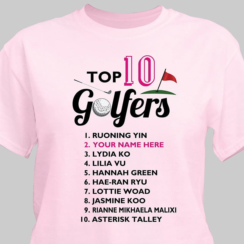 Personalized Top Ten Women's Golf Novelty T-Shirt