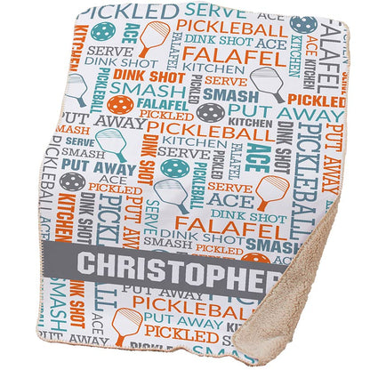 Personalized Pickleball Word Art Shpera Throw