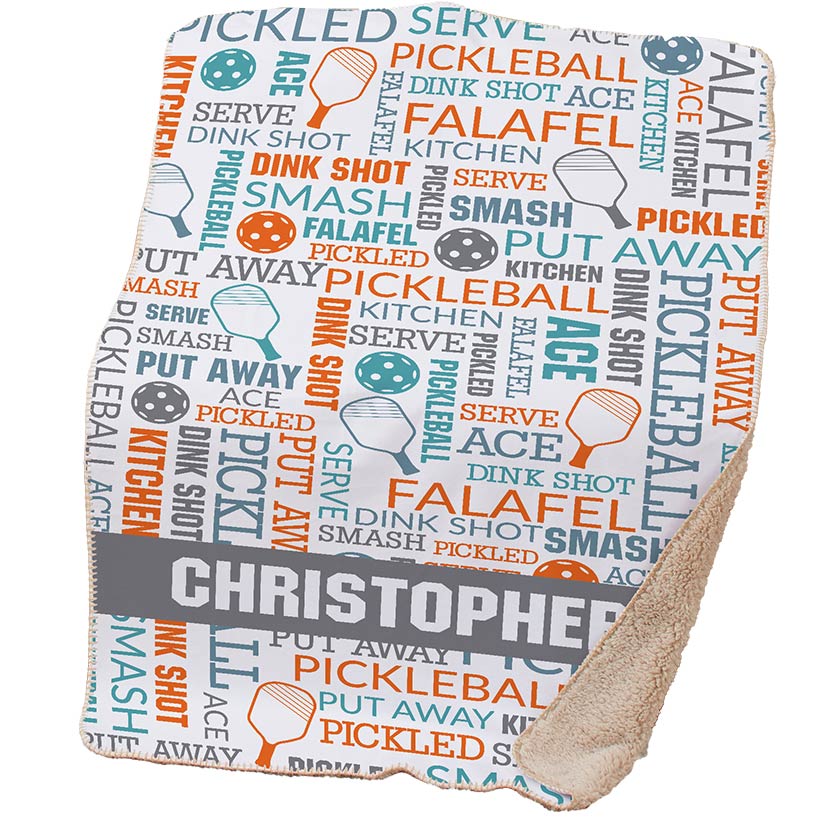 Personalized Pickleball Word Art Shpera Throw