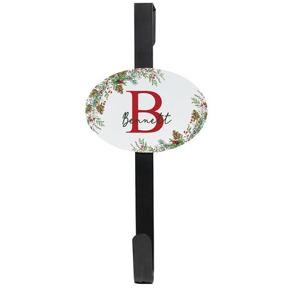 Personalized Christmas Pine Wreath Door Hanger or Metal Plaque