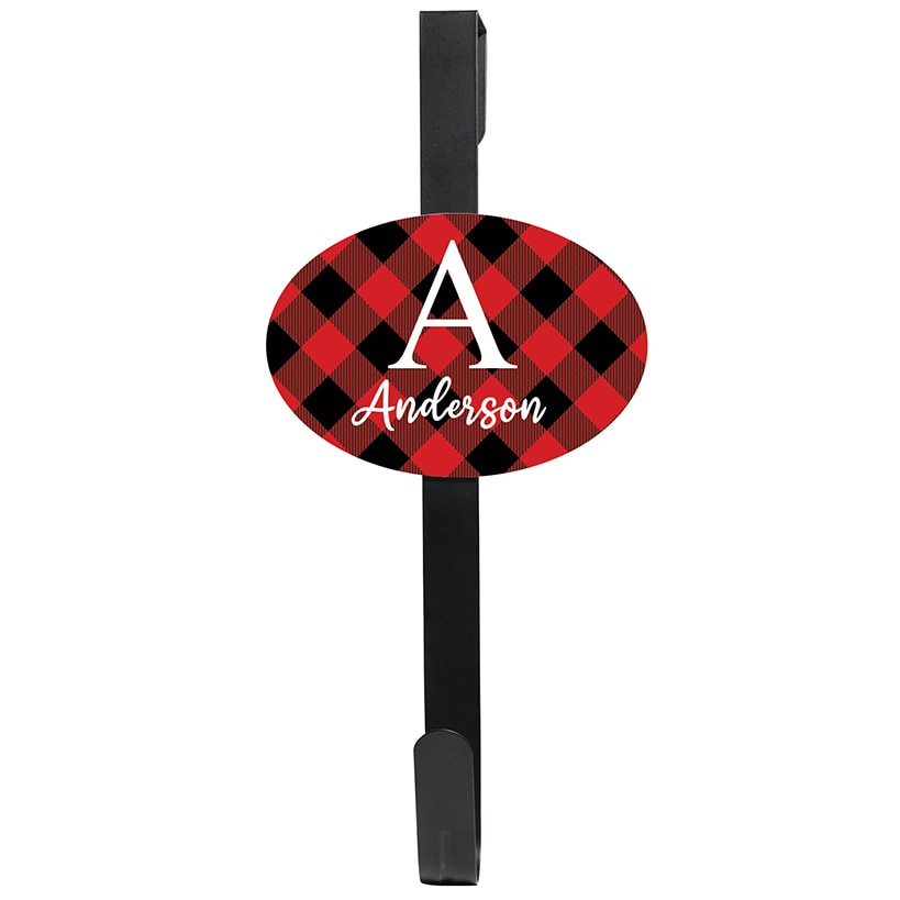 Personalized Buffalo Check Name & Initial Wreath Hanger or Oval Plaque#select-item_wreath-door-hanger